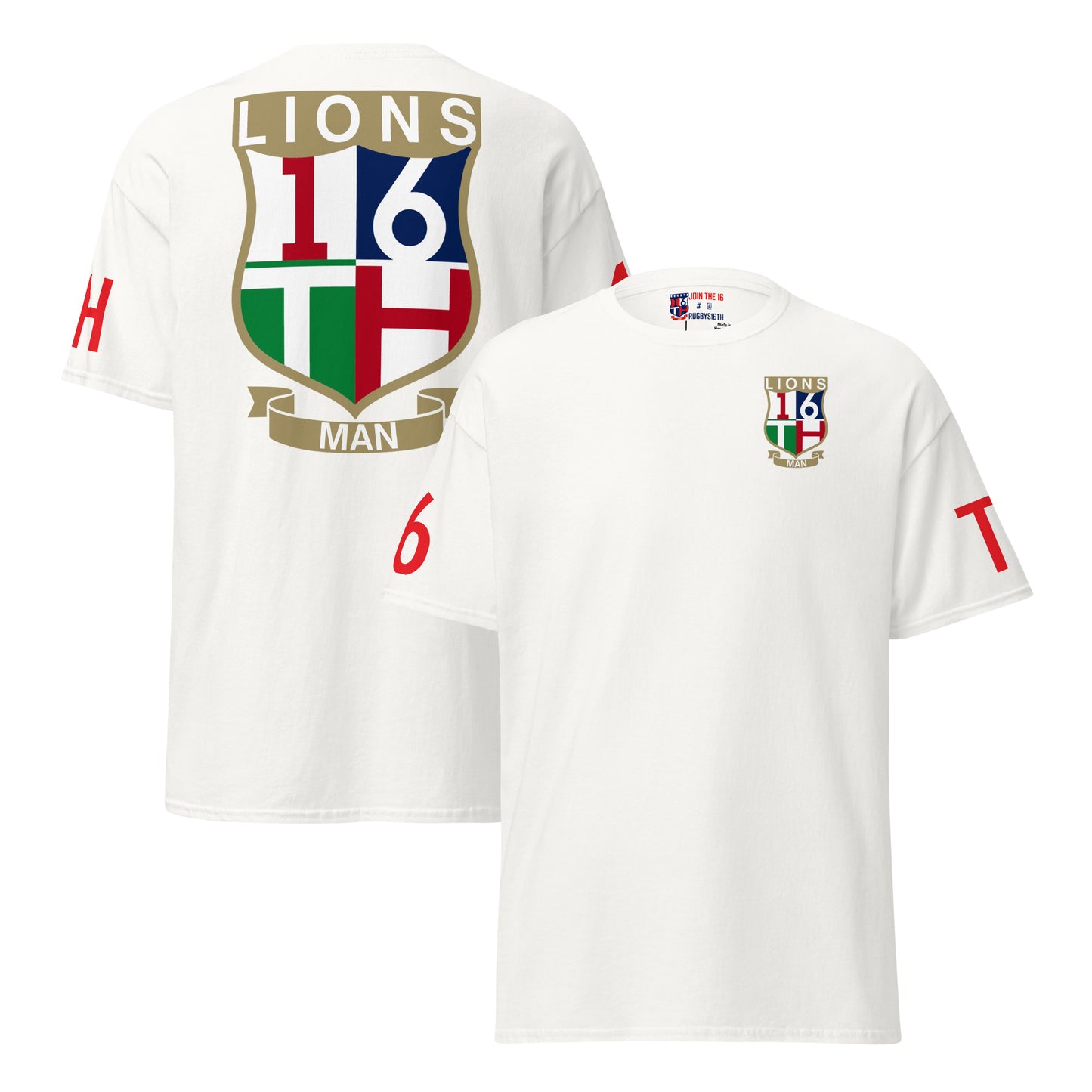 Lions Tour “16th Man” Rugby Fan Shirt Back Shield – White Edition